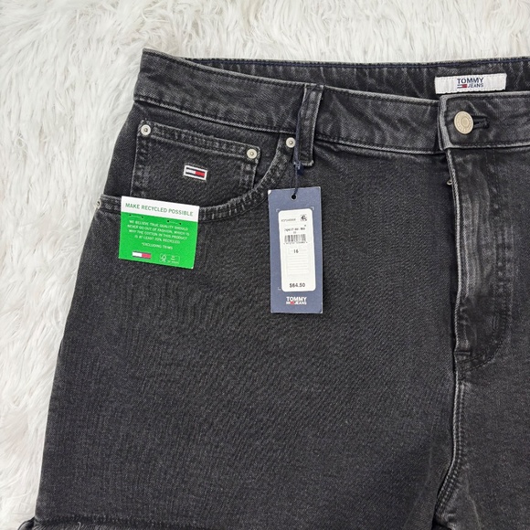 TOMMY HILFIGER BLACK JEAN‎ SHORTS SIZE 16 NWT - Picture 3 of 6